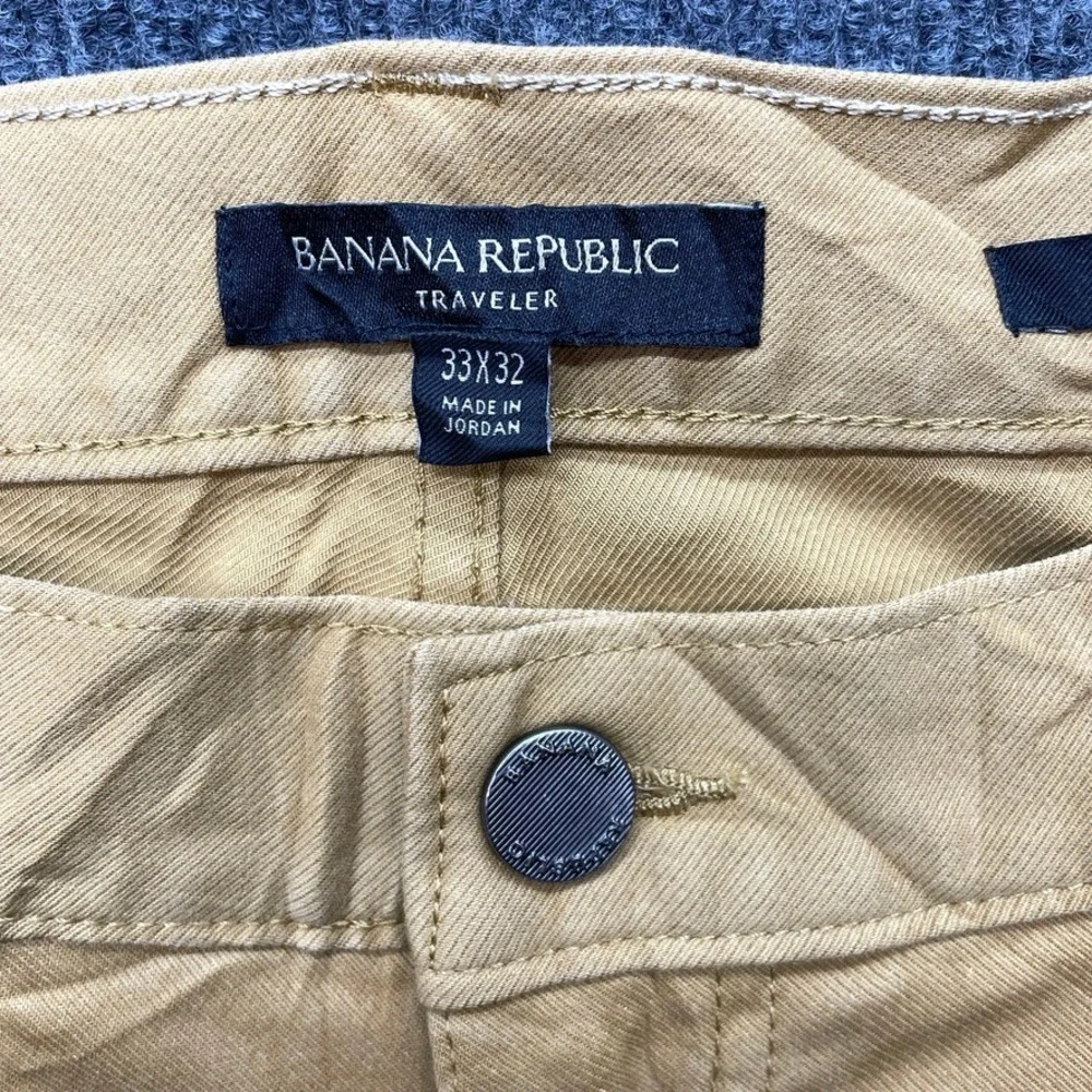 Banana Republic Traveler Slim Fit Chino Pants Mens 33 Golden Khaki Stretch Twill
